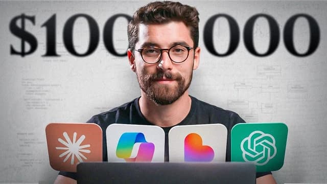 Reference thumbnail with a presenter and AI tool icons